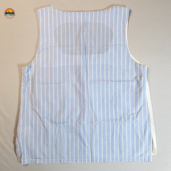 Nice Things Paloma S. Cropped Tank Top White Blue Striped Cotton Women's Size 6 - Picture 2 of 8